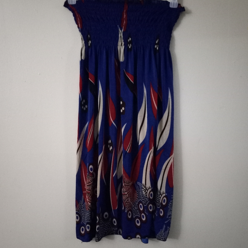 Latin Fashion Strapless Blue Dress sz XXL